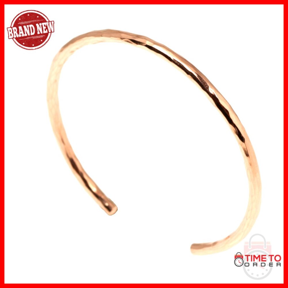 Hammered Copper Cuff Bracelet Handmade Minimal Boho Chic Adjustable Fit